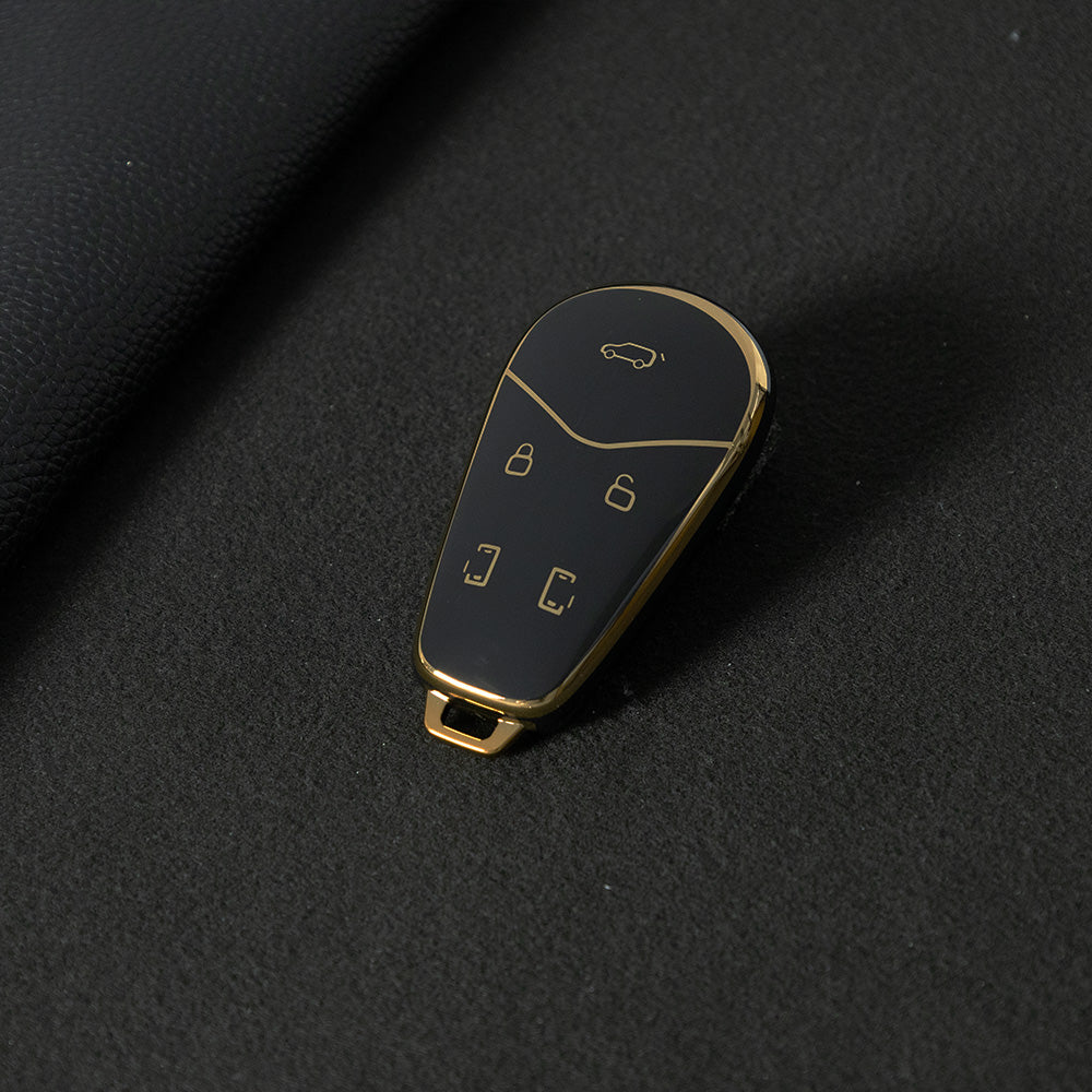 VYB1T1 Black-Gold Plating TPU Car Key Case Cover for VOYAH Lantu Dreamer Free DREAMPOWER Key