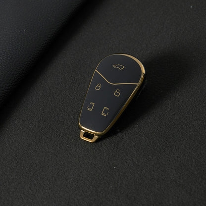 VYB1T1 Black-Gold Plating TPU Car Key Case Cover for VOYAH Lantu Dreamer Free DREAMPOWER Key