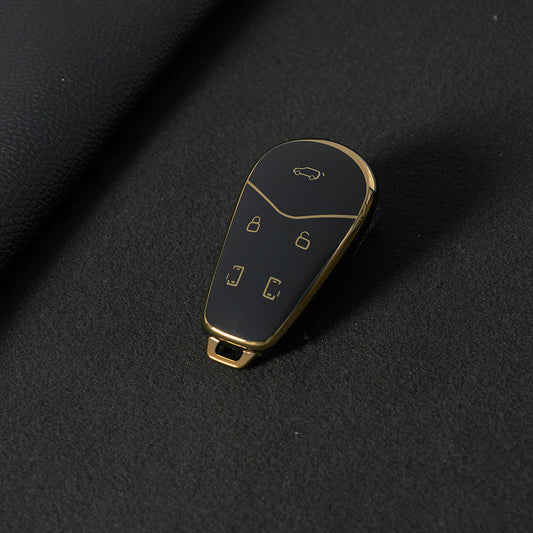 VYB1T1 Black-Gold Plating TPU Car Key Case Cover for VOYAH Lantu Dreamer Free DREAMPOWER Key