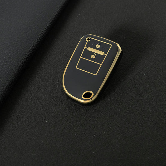 TOI2T1 Black-Gold Plating  2 Buttons TPU Car Key Cover Case for Toyota Yaris HAIs 2020 Hiace 200 Sienta
