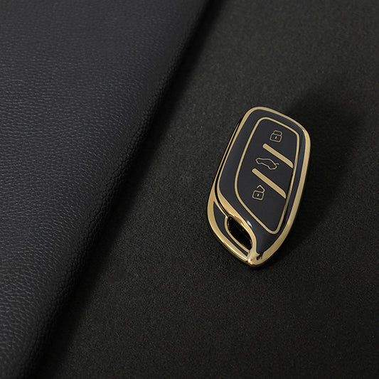 ROB1T1 Black-Gold Plating Car Key Cover For Roewe RX5 MG ZS GT GS 350 360 750 W5 Class Accessories Soft TPU Protection Car Case Shell