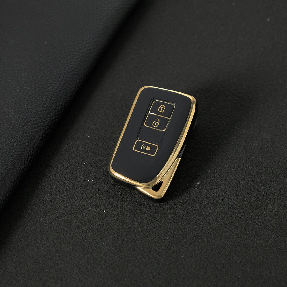 LEA5T1 Black-Gold Plating TPU Car Key Case Cover for Lexus 2018-2024 ES200 ES350 LC500 LS500 UX200 ES300h GX460 RX350h NX450 Class