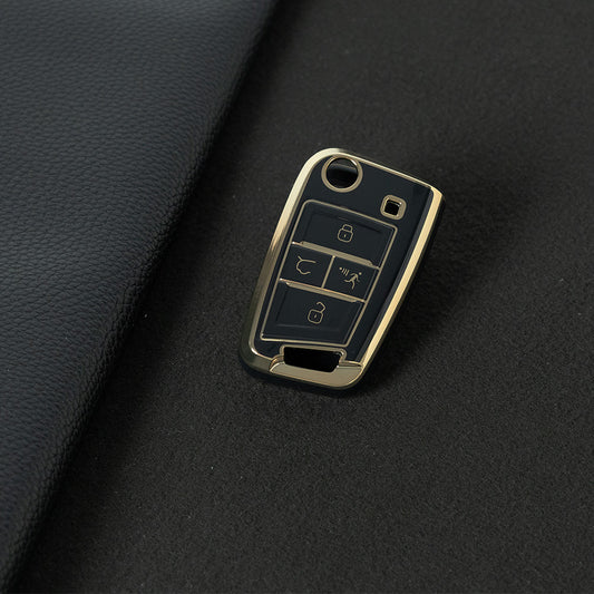VOA2T1 Black-Gold Plating Car Key Cover For Volkswagen Sagitar Tiguan L Bora polo Tayron Lavida Lamando Golf T-Roc TACQUA Tharu 4 buttons