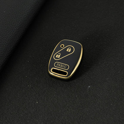 HON3T1 Black-Gold Plating Soft TPU Scratch Resistant Car Key Protector Case for Accord Civic CR-V Pilot Insight Ridgeline (2010-2011)