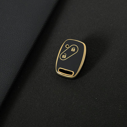 HON2T1 Black-Gold Plating 2Buttons Car Remote Key Case Cover Shell Fob for Honda Freed Freed Pilot StepWGN Insight Fit CIVIC JAZZ Pilot Accord CR-V