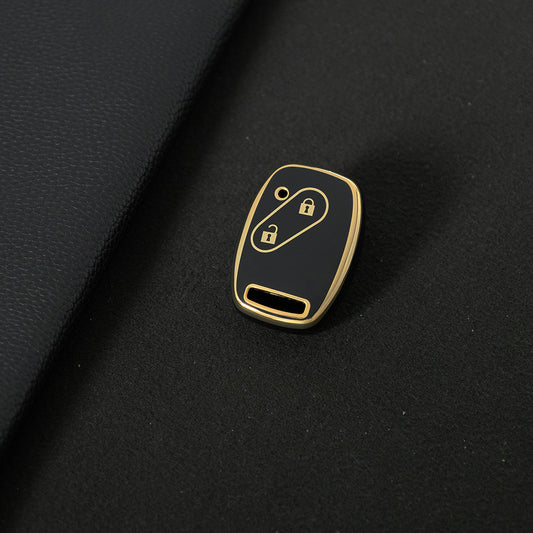 HON2T1 Black-Gold Plating 2Buttons Car Remote Key Case Cover Shell Fob for Honda Freed Freed Pilot StepWGN Insight Fit CIVIC JAZZ Pilot Accord CR-V