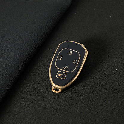 TRE2T1 Black-Gold Plating TPU Car Key Cover Fob for GAC Trumpchi GS7 GS8 GM8 GS5 GA6 GM6