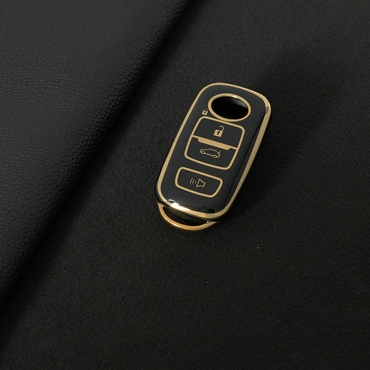 PEB3T1 Black-Gold Plating New Hot Sale Styling TPU Soft Car Remote Smart Car Key CASE for Perodua Myvi Ativa Key Cover TPU Car Key Cover
