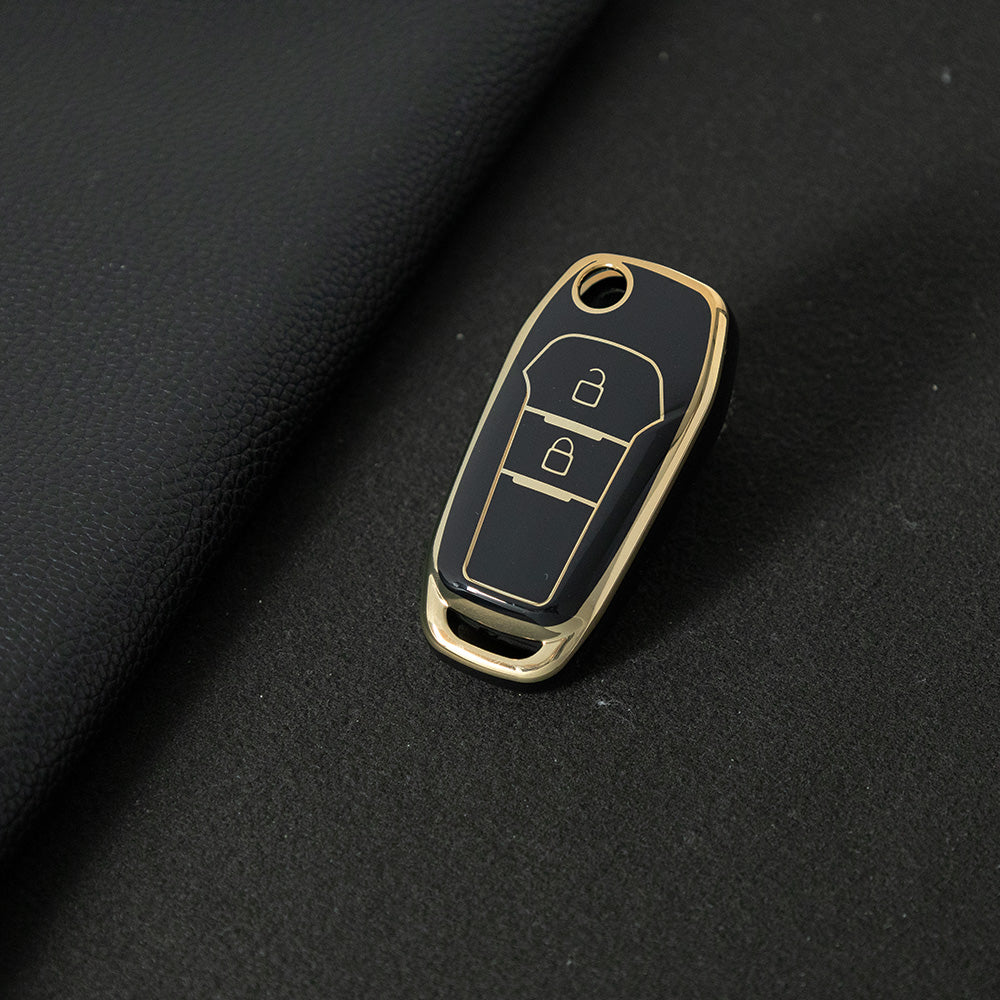 FOA2T1 Black-Gold Plating Car Key Cover Hot Sale TPU Car Key Case for Ford ESCORT Edge Taurus Ecosport