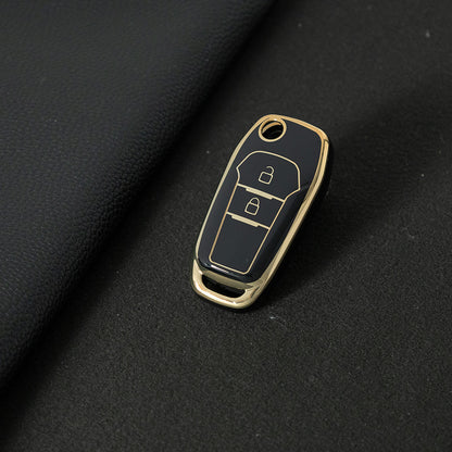 FOA2T1 Black-Gold Plating Car Key Cover Hot Sale TPU Car Key Case for Ford ESCORT Edge Taurus Ecosport