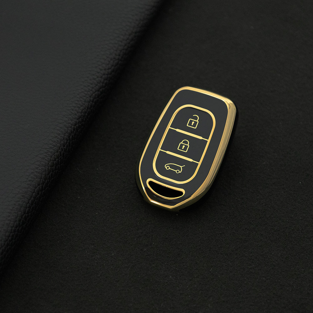 REC1T1 Black-Gold Plating 3button Soft TPU Car Remote Key Cover Case for Renault Kwid Traffic Symbol Dacia Sandero Logan Duster 2016 - 2018