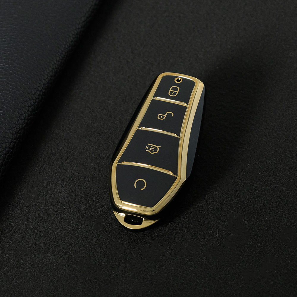 BYD1T1 Black-Gold Plating Car Key Cover For BYD E2/E3/Song PRO/Yuan Plus/Dolphin Remote Key FOB Cover Accessories