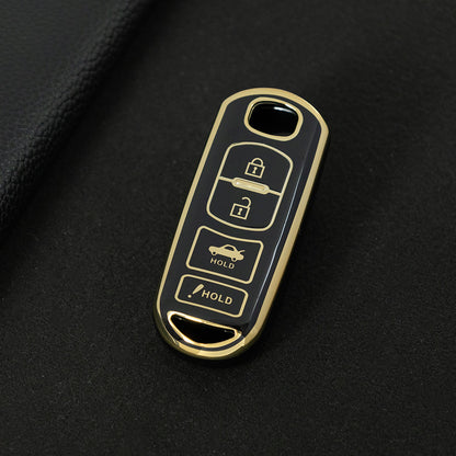 MAB3T1 Black-Gold Plating Advanced Soft TPU Remote Smart Car Key Fob Cover for Mazda 3 Mazda 6 CX-3 CX-5 CX-7 CX-9 MX-5 Car Key Accessories