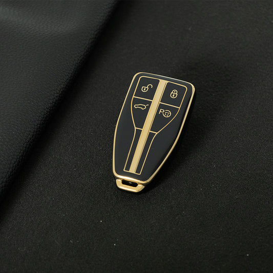 HNA2T1 Black-Gold Plating TPU Car Key Case Cover for Hong Qi HS5 HS3 HS7 H5 H9 H6