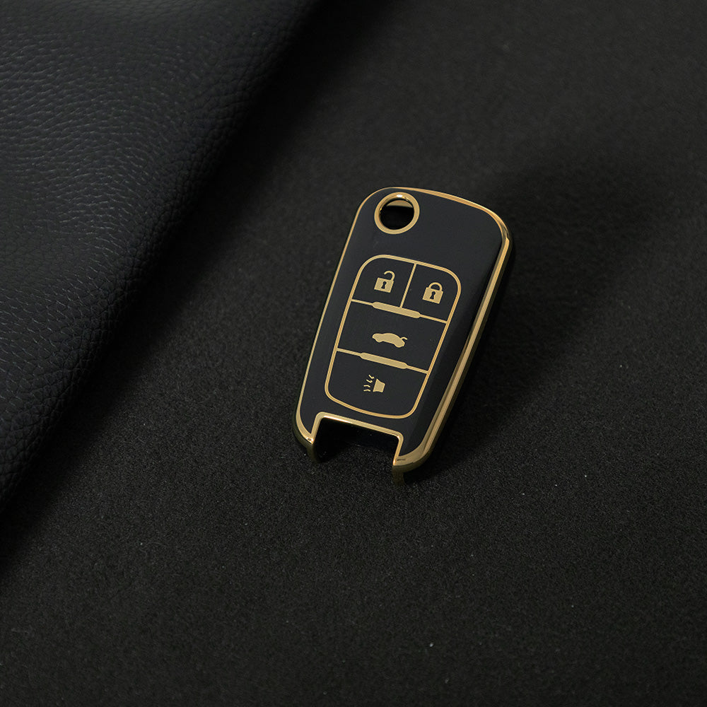 CED2T1 Black-Gold Plating Hot Sale TPU Car Key Case for Chevrolet Cruze AVEO Excelle BUICK XTG Car Key Shell Cover