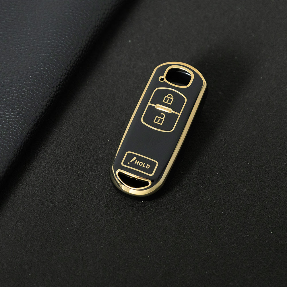 MAB4T1 Black-Gold Plating TPU Car Key Cover Quality Smart Key Fob Cover for Mazda 3 5 6 CX-5 CX-7 CX-9 MX-5 RX-8Atenza Demio Miata