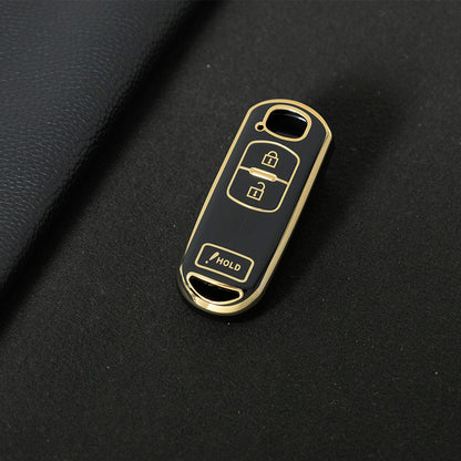 MAB4T1 Black-Gold Plating TPU Car Key Cover Quality Smart Key Fob Cover for Mazda 3 5 6 CX-5 CX-7 CX-9 MX-5 RX-8Atenza Demio Miata