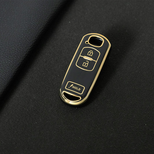 MAB4T1 Black-Gold Plating TPU Car Key Cover Quality Smart Key Fob Cover for Mazda 3 5 6 CX-5 CX-7 CX-9 MX-5 RX-8Atenza Demio Miata