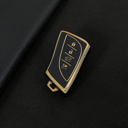 LEB2T1 Black-Gold Plating TPU Car Key Cover for Lexus 2018-2024 ES200 ES350 LC500 LS500 UX200 ES300h GX460 RX350h NX450