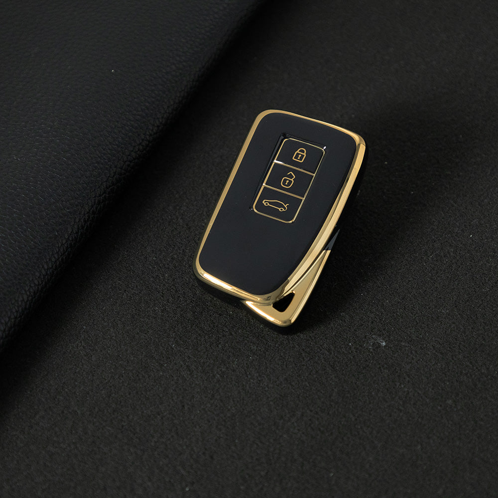 LEA1T1 Black-Gold Plating Silver Edge Lightweight Protective Case Premium Soft TPU for Lexus ES200 ES350 LC500 LS500 UX200 ES300h GX460 RX350h NX450