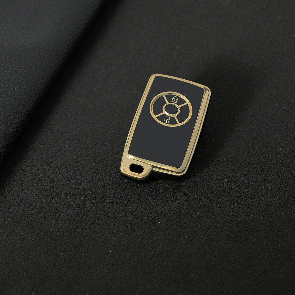 TOO2T1 Black-Gold Plating TPU Car Key Case Cover For Toyota Vanguard Previa Estima Alphard Vellfire Voxy RAV4
