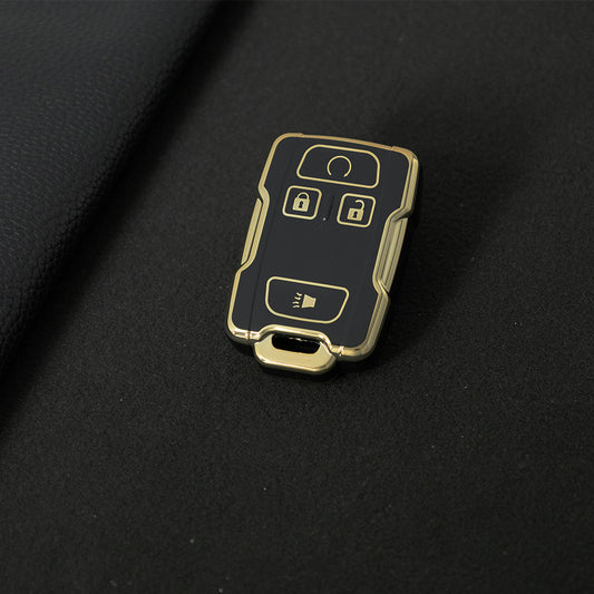 CEC1T1 Black-Gold Plating New Car Key Cover Case Fob for Chevrolet Suburban Silverado GMC Terrain Yukon Tahoe Sierra Smart Auto Accessories Key Ring