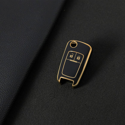 CED4T1 Black-Gold Plating Car Key Cover TPU Key Cover for Chevrolet Cruze Aveo Trax Sail Malibu for Opel Vauxhall Astra Corsa Meriva Insignia Key case