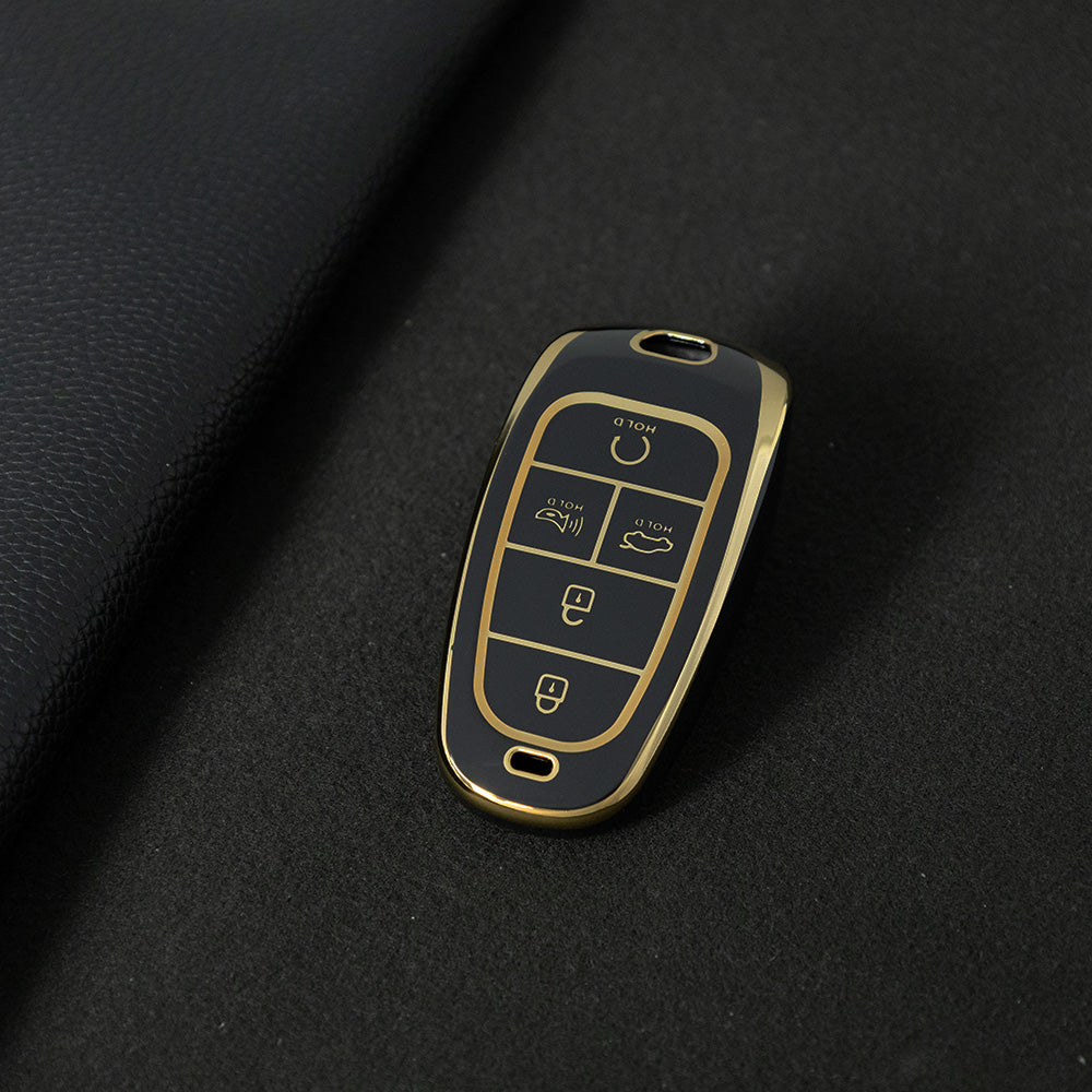 HYE3T1 Black-Gold Plating TPU Car Key Case for Hyundai Fifth Generation Tucson Good Quality Multicolor Auto Accessories