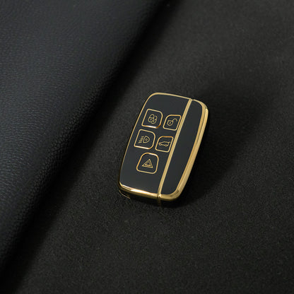 LAA1T1 Black-Gold Plating Car Key Cover Fashionable Tpu Car Key Covers for Jaguar XE XF XJL Land Rover Evoque Defender Discovery Sport Velar Range Rover Freelander 2