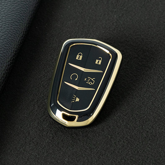 CAA2T1 Black-Gold Plating Car Key Cover Suitable for Cadillac Keycase Xt5 Xt4 Xt6 Ct5 Ct6 Ct4 Xts Shell Atsl Car Key Bag keychain