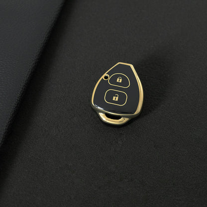 TOT2T1 Black-Gold Plating Car Key Cover 2 Buttons Key Case Shell Cover for TOYOTA Corolla Hilux Vitz Rav4 Aqua Camry Tpu Car Key Case