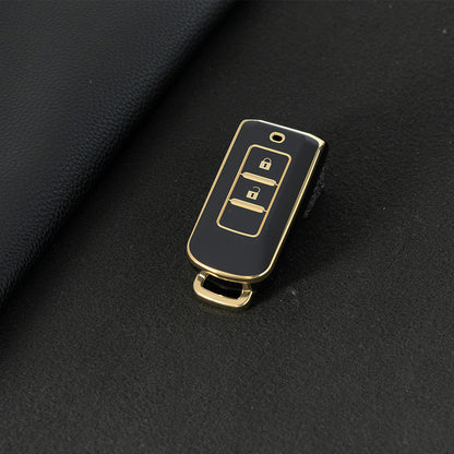 MIA2T1 Black-Gold Plating TPU Car Key  Cover for Mitsubishi Outlander/ASX/Lancer/Eclipse Cross/Pajero