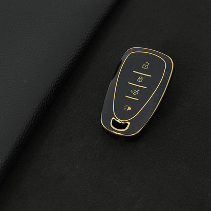 CEA2T1 Black-Gold Plating Car Key Cover For CHEVROLET Cruze Spark Camaro Volt Bolt Trax Malibu Captiva Equinox Trax Tracker AVEO Lova TPU Car Key Case Key Cover