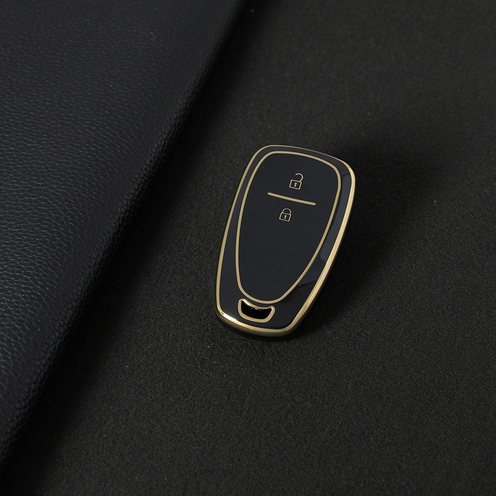 CEA7T1 Black-Gold Plating TPU Car Key Cover for Chevrolet Cruze Key Cover Chevy Camaro Cruze Malibu XL TRAX EQUINOX