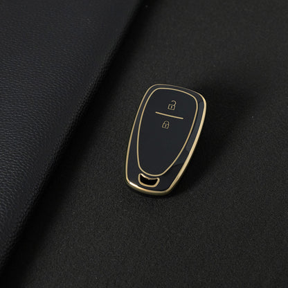 CEA7T1 Black-Gold Plating TPU Car Key Cover for Chevrolet Cruze Key Cover Chevy Camaro Cruze Malibu XL TRAX EQUINOX
