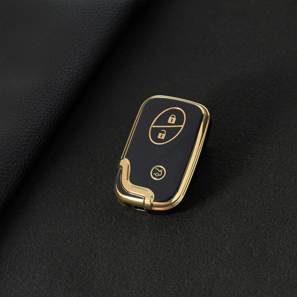 LEC1T1 Black-Gold Plating Hotsale Soft TPU Car Key Case Cover for Lexus ES/RX/GX/RX/IS200t CT200h SRT Demon 3 Buttons Smart Key Cover