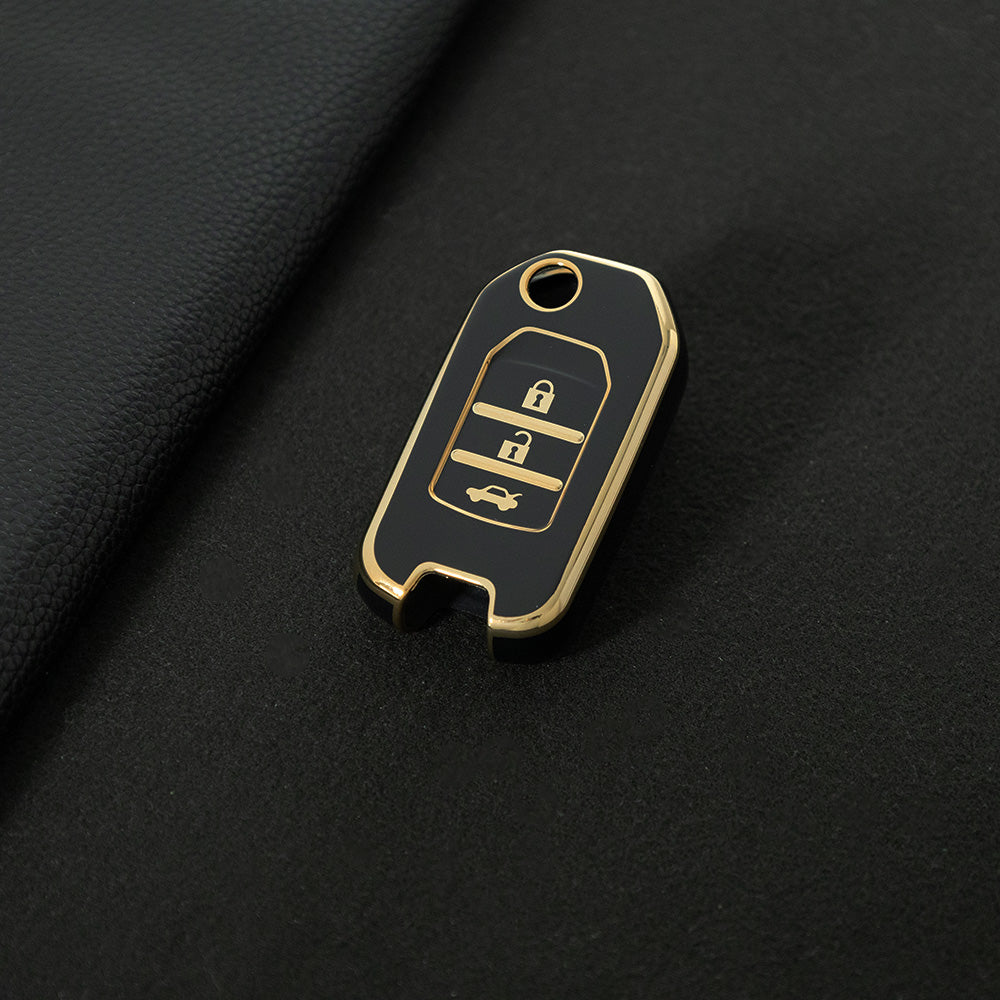 HOC1T1 Black-Gold Plating Car Key Cover 2022 New High Quality TPU Car Key Case for Honda Civic Accord CRV CR-V XRV Car Key Shell Cover