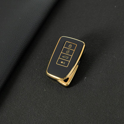 LEA3T1 Black-Gold Plating TPU Car Key Cover Fob for Lexus NX IS RX ES GX LX LS UX GS 200 260 300 350 NX200 NX300 RX350 ES300