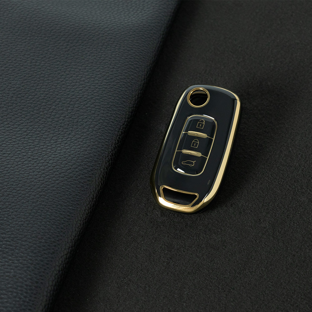 REB1T1 Black-Gold Plating Car Key Cover For Renault 3-Button Flip Fob Key Shell Case Remote Cover for Clio Twingo Megane Scenic Laguna Espace Kangoo Safrane Cars