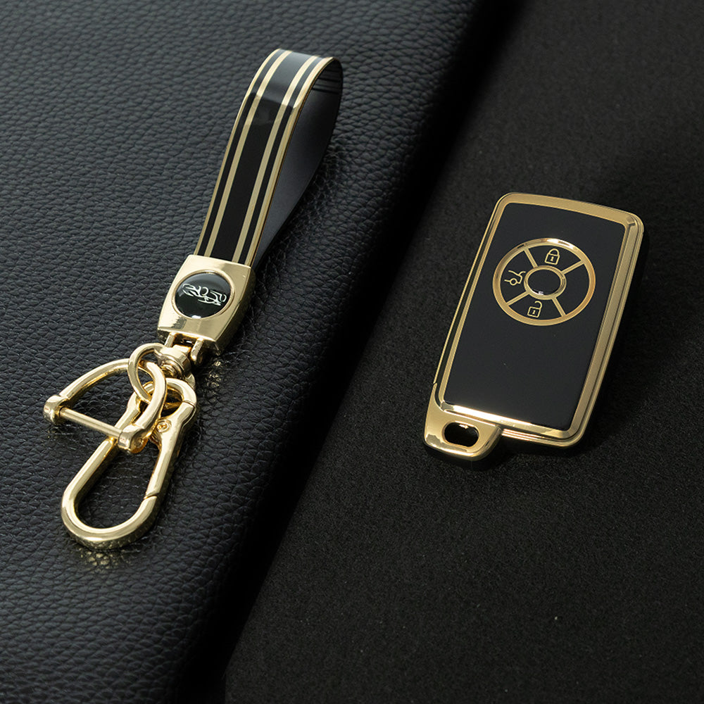 TOO1T1 Black-Gold Plating TPU Car Key Case Cover for Toyota Reizhi RAV4 Overlord Previa Latest Designs Car Supplies