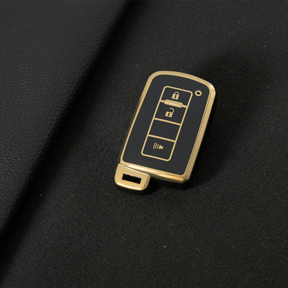 TOD5T1 Black-Gold Plating For Toyota Camry TPU Car Key Case Cover Bag Shell Fob Protector 3 Button