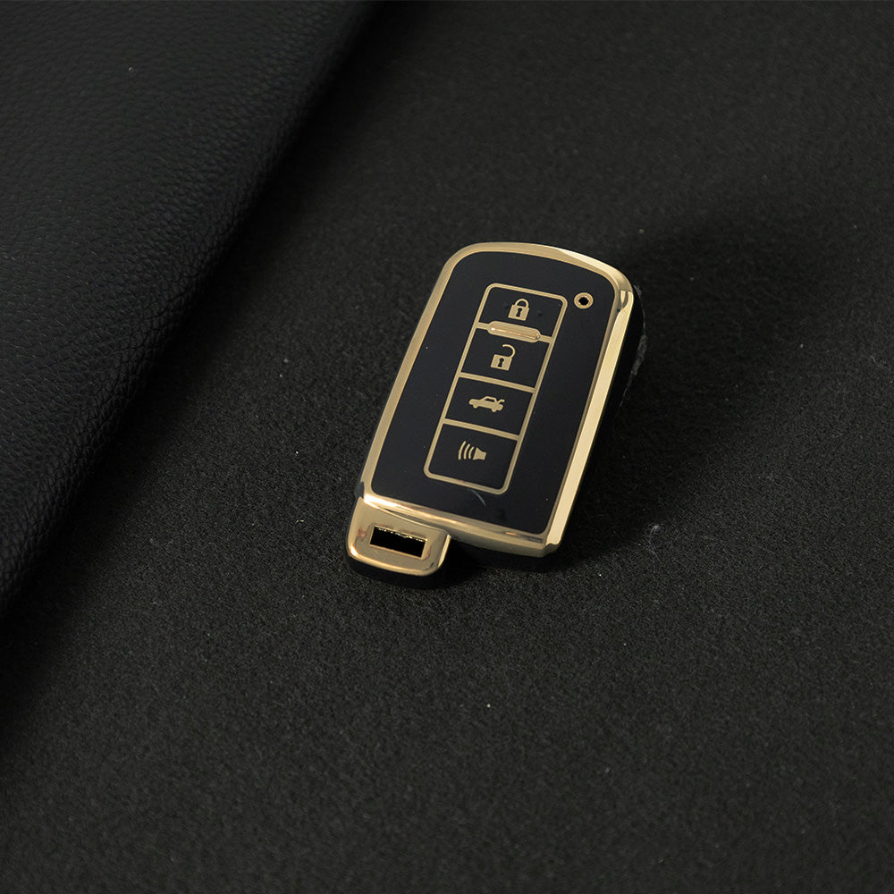 TOD4T1 Black-Gold Plating For Toyota Camry TPU Car Key Case Cover Bag Shell Fob Protector 4 Button