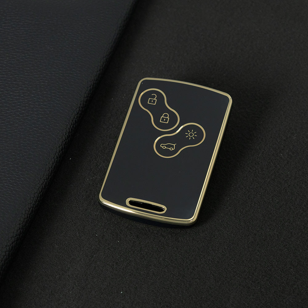 REF1T1 Black-Gold Plating TPU Car Key Case Cover Shell for Renault Kaptur Captur Logan Laguna Zoe Koleos Danilo Nema Fluence Megane 2 3 Clio Scenic Duster