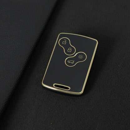 REF1T1 Black-Gold Plating TPU Car Key Case Cover Shell for Renault Kaptur Captur Logan Laguna Zoe Koleos Danilo Nema Fluence Megane 2 3 Clio Scenic Duster