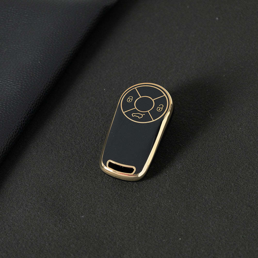 ORA1T1 Black-Gold Plating TPU Car Key Case Cover for ORA Es11 Good Cat R1 R2 Baimao IQ5 EV