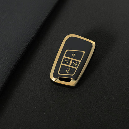 VOD2T1 Black-Gold Plating TPU Car Key Case for VW Golf Tiguan Passat Lavida Jetta Bora Beetle Magotan Sagitar Santana Sharan
