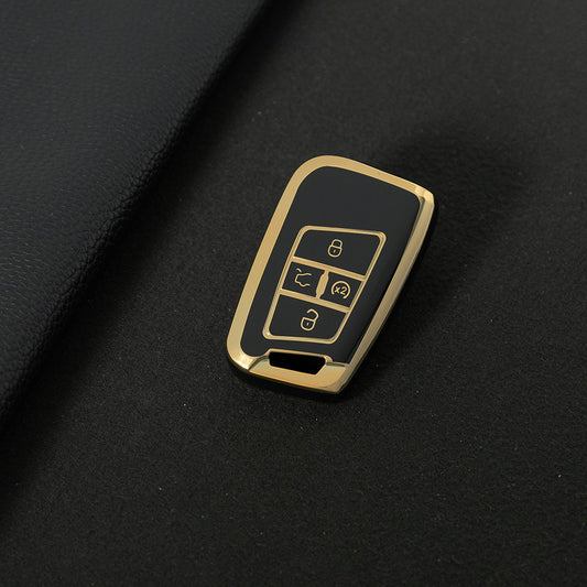 VOD2T1 Black-Gold Plating TPU Car Key Case for VW Golf Tiguan Passat Lavida Jetta Bora Beetle Magotan Sagitar Santana Sharan